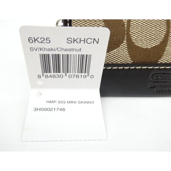 Coach Hampton Signature Khaki Chestnut Stripe Skinny Id Case NWT 6K25 - Picture 4 of 4